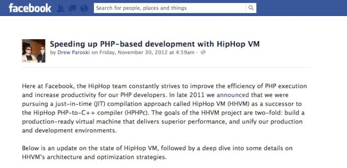 Speeding up PHP-based development with HipHop VM