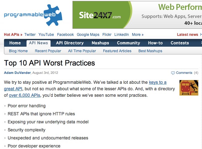Top 10 API Worst Practices
